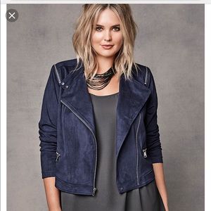 Faux suede motor jacket